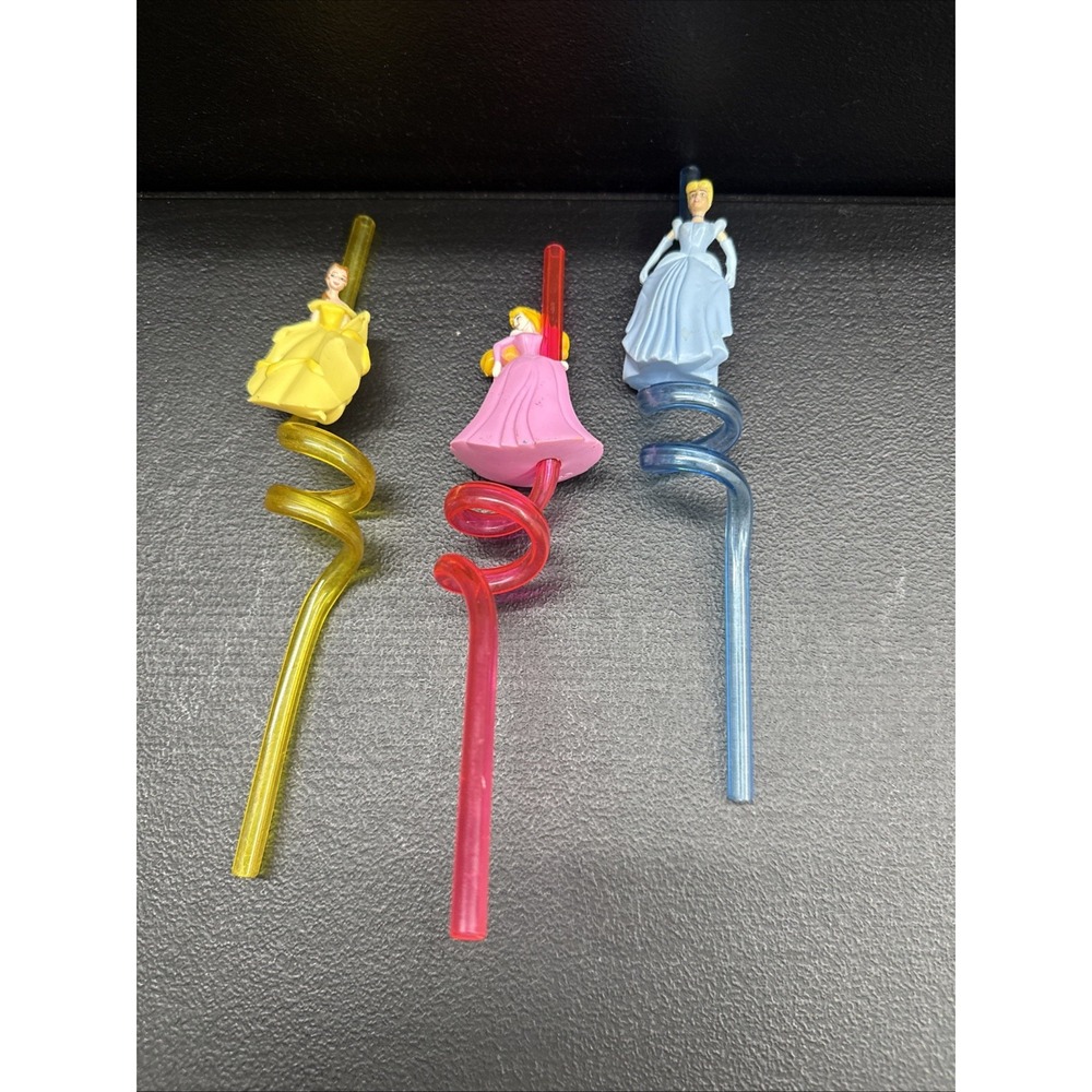 Vintage Disney Lot 3 Curly Fun Figural Strinking Straws
